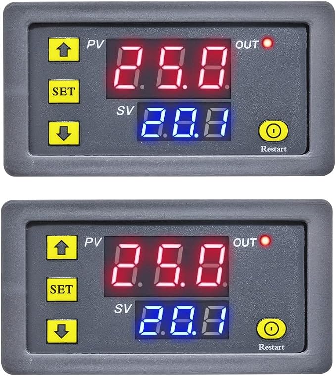 2Pcs Timer Delay Relay Programmable Cycle Timer Switch ON-Off Control LED Digital Display Time Relay Module (DC12V/20A) Gray