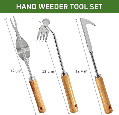 3PCS Weed Puller Tool, Garden Tool Set, Portable Garden Weeder Tool for Vegetable Gardening Backyard Farm Planting