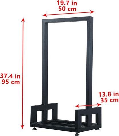 MBQQ Industrial & Rustic Heavy Duty Firewood Log Rack for Home Fire Place Decoration,Indoor Outdoor Wrought Iron Firewood Holders,Lumber Storage Stacking, Black