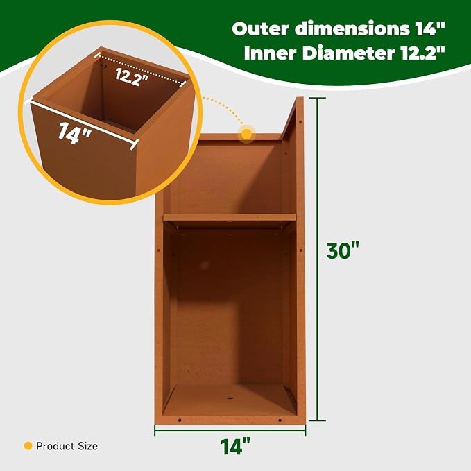 Corten Steel Planter Box for Outdoor Plants 14"x14"x30" Metal Planter Spliced Planter Box with Removable Insert Sherf for Outside,Indoor,Garden (Corten, 14 * 14 * 30)