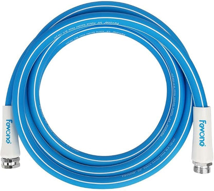 FEVONE Kink Free Garden Hose 12 ft, Heavy Duty Water Hose | Flexible Hybrid Polymer, Drinking Water Safe, 5/8 ID, 600 PSI, Leak-Proof, Aluminum 3/4 GHT Fittings for Garden Watering