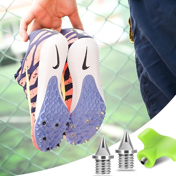 1/4 Inch Track Spikes, 100 Pieces Steel Track Shoe Spikes Replacements and Spike Wrench for Sports Running Track Shoes