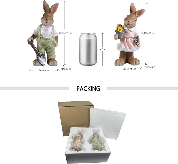 Rabbit Garden Statues Yard Decorations Outdoor Bunny Statue Garden Decor | Bunny Decor for Home Garden Yard Statues Rabbit Figurines Birthday Housewarming Gifts for Mom Grandma