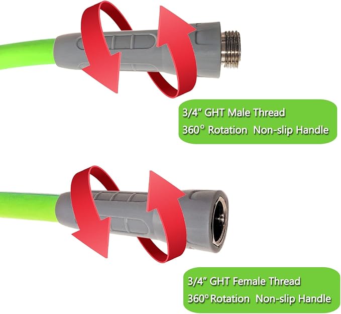 HQMPC Garden Hose 5/8"IDx100' Hose for lawn irrigation Hybrid Hose with Swivel Handle For Garden watring durable Water Hose with Brass Hose Fittings (100 FEET) Light Green