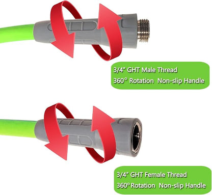 HQMPC Garden Hose 5/8"IDx100' Hose for lawn irrigation Hybrid Hose with Swivel Handle For Garden watring durable Water Hose with Brass Hose Fittings (100 FEET) Light Green