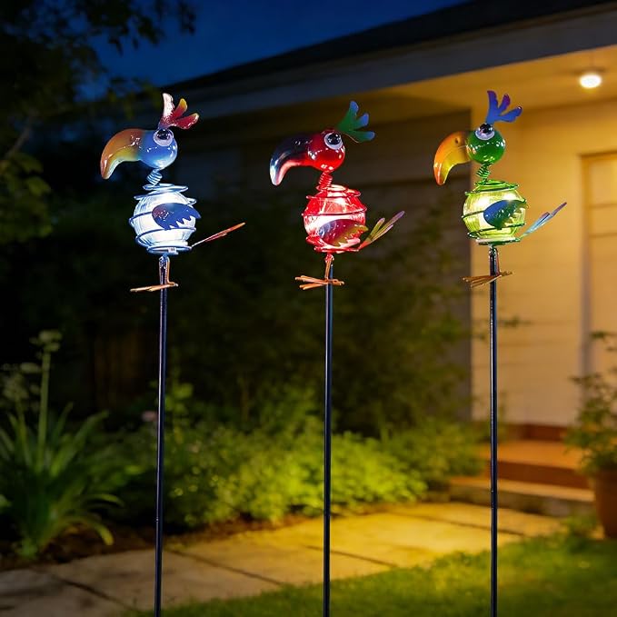 Viveta 3 Pack Garden Solar Lights, Bird Solar Figurine Lights Stake | Decorative Outdoor Solar Lights Waterproof for Garden Pathway Patio
