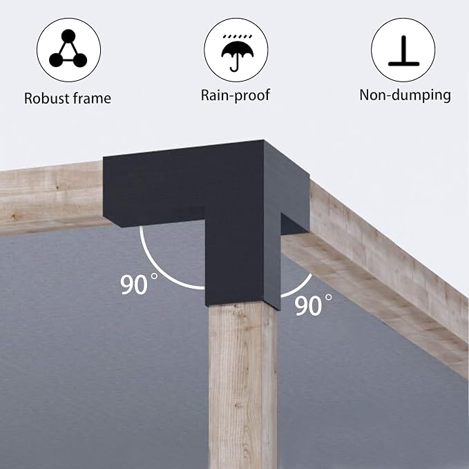 4x4 Pergola Brackets Kit, 3-Way Powder-Coated Woodworks Corner Brackets, 2 Bracket Shoulders & 2 Wood Post Base, 4PCS Woodwork Pergola Kit Elevated Wood Stand Kit