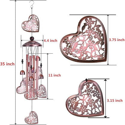 Garden Loving Heart Wind Chimes Outdoor Indoor Decor, Hand-Made Heart Musical Wind Chime, Mobile Wind Catcher Romantic Wind-Bell for for Home, Mom Gifts, Balcony, Festival, Tree, Garden Decoration