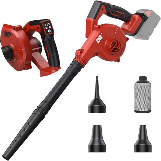 DeForce Electric Leaf Blower Cordless for Milwaukee Battery, 4 in 1 Blower/Vacuum/Inflator/Deflator, 3 Speed Modes, 190 MPH, 3 Nozzles, 2 Tubes, Battery Powered Blowers for Lawn Care(No Battery)