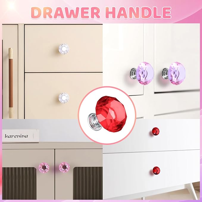 AIPRIDY DIY Crystal Beaded Fairy Wand Garden Stakes Kit, Colorful Decorative Wands with Assembly Guide, 12 or 10 Inch Threaded Rods,Outdoor Garden Decoration Set (174, Pink+Rose+Red+White+Diamond Top)