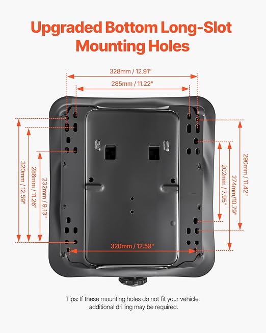 VEVOR Seat Suspension Kit Without Seat Slider Track, Universal Air Ride Seat Suspension for Zero Turn Lawn Mower, with Dustcover, Tractor Seat Suspension ‎Kit for Forklift, Bulldozers