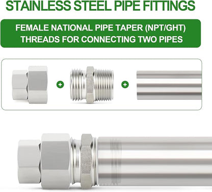 TAISHER 5PCS 304 Stainless Steel Garden Hose Adapter, 3/4" GHT Female x 3/8" NPT Female Swivel Garden Hose Connector with Washers