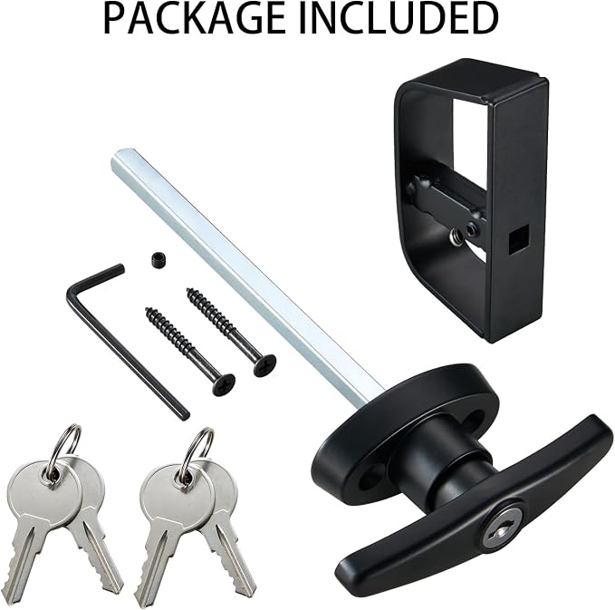 CZC AUTO Shed Door Latch T-Handle Lock Kit, 5 1/2" Stem, Suitable for Gate, Barn, Garage, Chicken Coop Door Lock, 4 Keys
