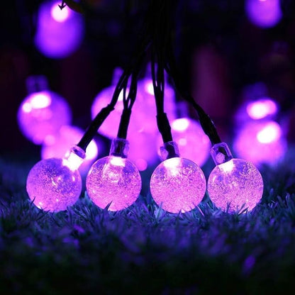 Toodour Solar String Lights Outdoor, 36ft 60 LED Globe String Light with 8 Mode, Waterproof Crystall Ball Lights Solar Patio Lights for Garden, Lawn, Patio, Gazebo, Yard, Outdoor Decor - Purple