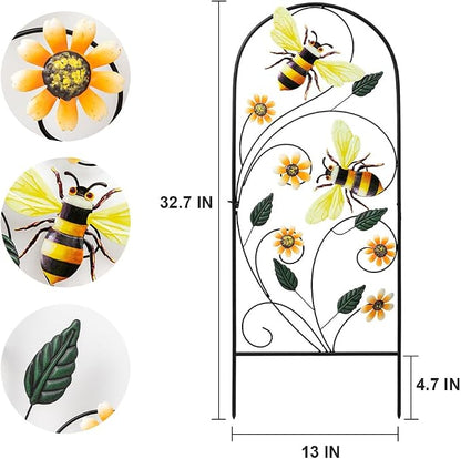 Garden Decor for Outside, YEAHOME 33 Inch Decorative Garden Stakes with Flowers Bees, Metal Spring Garden Decorations Yard Art for Outdoor Patio Yard Lawn Backyard