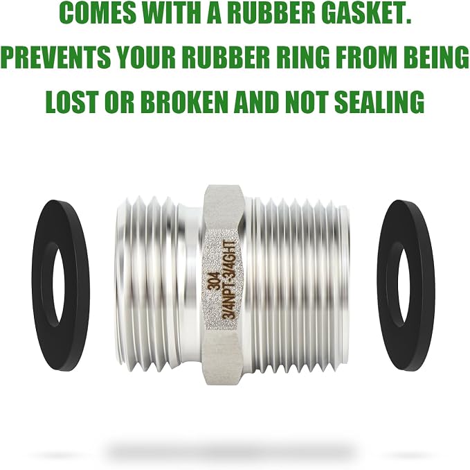 TAISHER 5PCS 304 Stainless Steel Garden Hose Adapter, 3/4" GHT Male x 3/4" NPT Male Garden Hose Connector with Washers