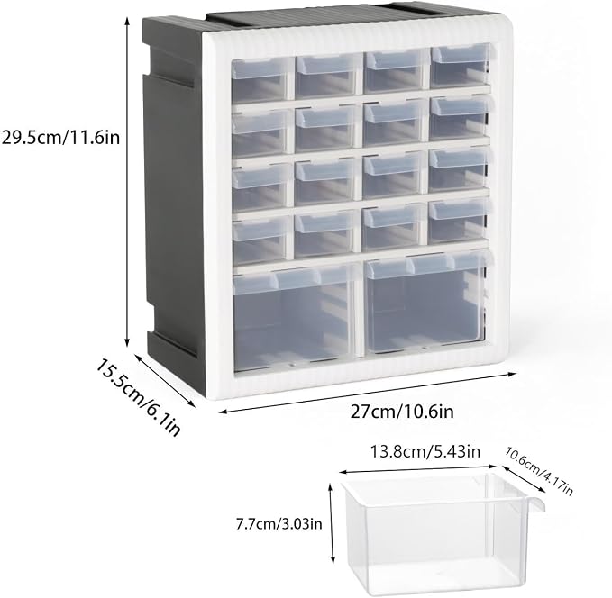 Gonice 18 Drawer Plastic Screw Storage Organizer, Tool Storage Box for Screws, Nuts and Small Parts