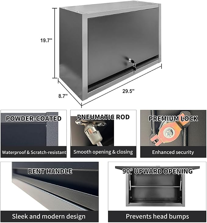 Wall Mounted Cabinet with Removable Shelf,2 Layers Hanging Cabinet,Storage Organizer for Garage Warehouse