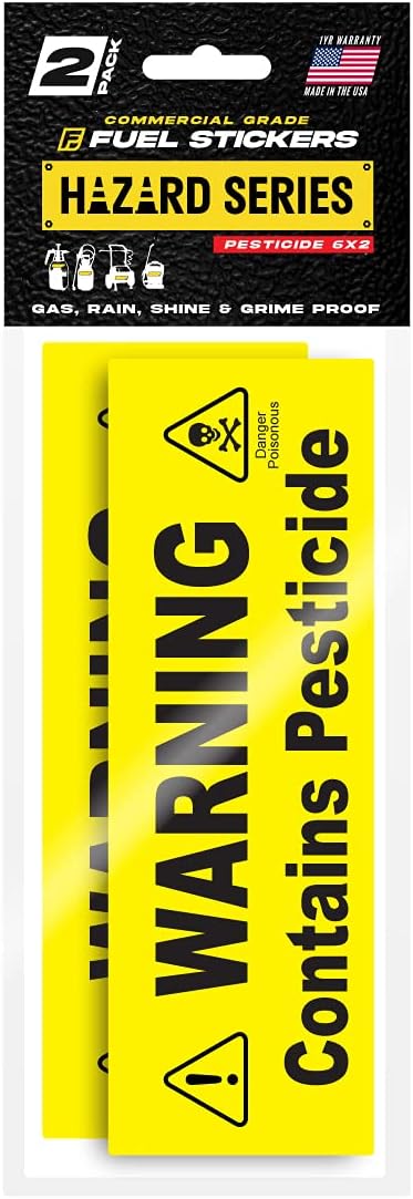 Pesticide Sticker - Insecticide Warning Signage for Pump and Garden Sprayers: Weather and Fade Resistant, Extreme Stick, Commercial Grade, Pesticide Labels - USA Made (10 Labels)
