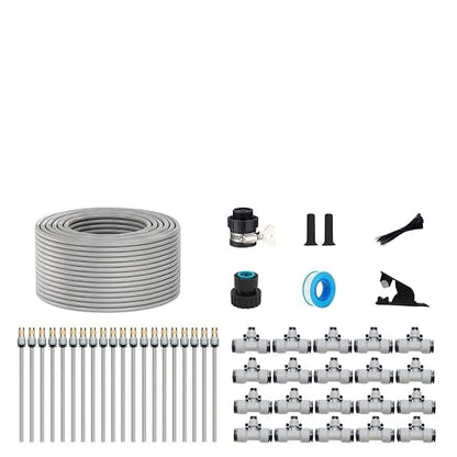 82FT Drip Irrigation Kits,Quick Connector Automatic Irrigation System,with Replaceable Bending Dropper,atomizing Copper Nozzle for Watering System for Garden Plant Lawn Patio. (25M+20Nozzles)