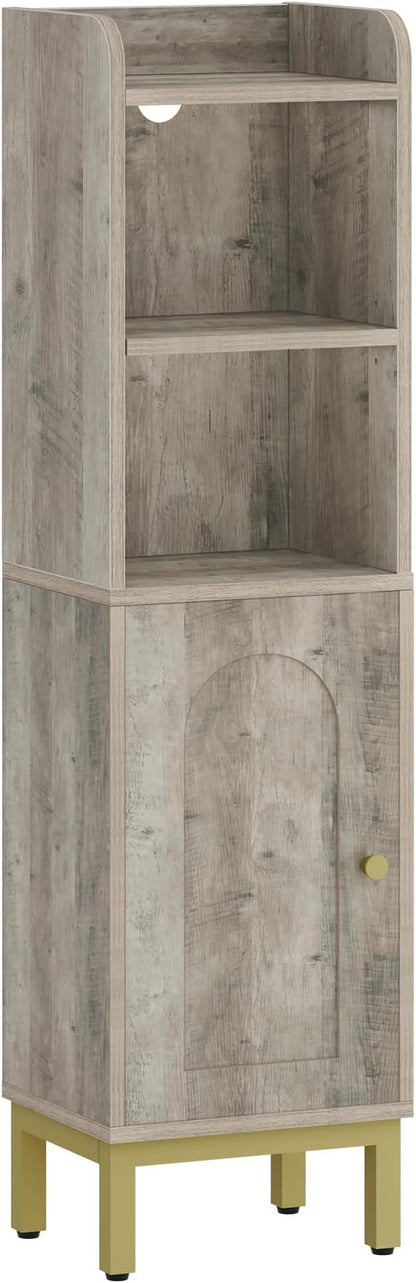 Hzuaneri Bathroom Storage Cabinet, Small Corner Floor Cabinet with Door and Shelves, Narrow Toilet Paper Holder, Bathroom Organizer with Adjustable Shelf, for Small Spaces, Rustic Greige BC38205GV1