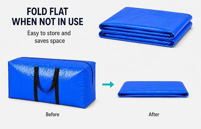 Extra Large Storage Bags, Jumbo Moving Tent Storage Bags, Foldable Big Blue XXL Duffle Bag for Travel,Christmas Tree Bag, 42x23x13.5inch - 2PACK