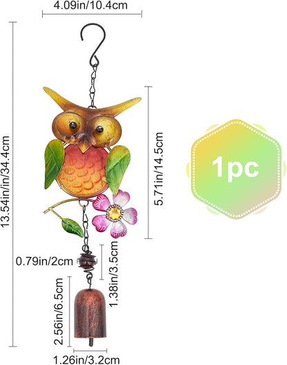 GORGECRAFT 13” Owl Wind Chimes for Outside Rustic Copper Animal Metal Wind Bell Memorial Gifts Garden Yard Decor Windchimes Owl Wind Catcher for Outdoor Decorations Home Yard Patio Mom Women Grandma