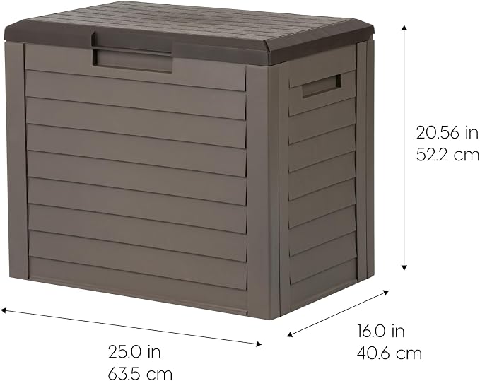 IRIS USA 35-Gallon Outdoor Deck Storage Box, Lockable & UV-Protected, Weather-Resistant Patio Storage for Cushions, Garden Tools & Packages, Waterproof Resin, Durable & Stylish Design - Brown