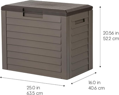 IRIS USA 35-Gallon Outdoor Deck Storage Box, Lockable & UV-Protected, Weather-Resistant Patio Storage for Cushions, Garden Tools & Packages, Waterproof Resin, Durable & Stylish Design - Brown