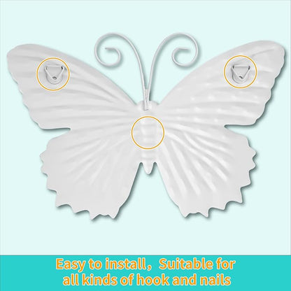 Junware 4 Pcs Metal Butterfly Wall Art Decor - 7.5" Outdoor Fence Wall Sculpture Decor, Hanging Decoration for Garden Yard Living Room Bedroom Patio Balcony, Nice Gift for Mom Friend