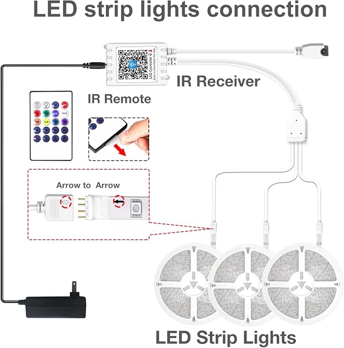 DAYBETTER Outdoor Led Strip Lights Waterproof, Smart Led Light Strips with Remote and App Control, 5050 RGB Color Changing Led Lights for Bedroom, Roof Eaves, Room Decor, 65.6 ft(4 Rolls of 16.4ft)