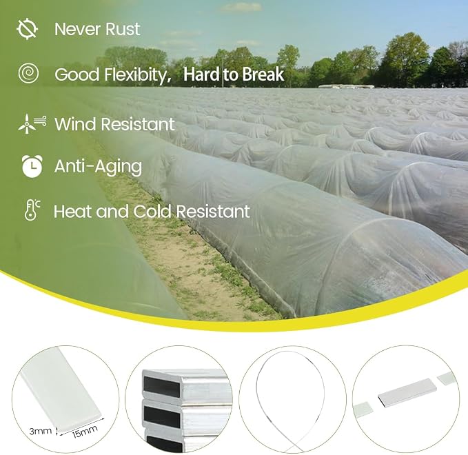 Garden Hoops 120pcs, Sunwuk Greenhouse Hoops for 2.5-5.5ft Wide Raised Bed, 24 Sets of 7.2ft Long Super Bendable Fiberglass Support Hoops Frame, Mini Greenhouse Strip for Row Cover(M Size)