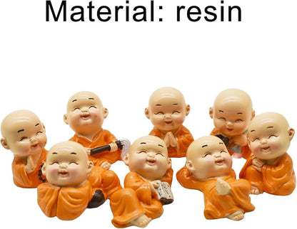 8Pcs Little Buddha Statue Mini Baby Monk Figurines Small Buddhas Figures for DIY Zen Garden Car Dashboard Office Tabletop Shelf Home Decoration
