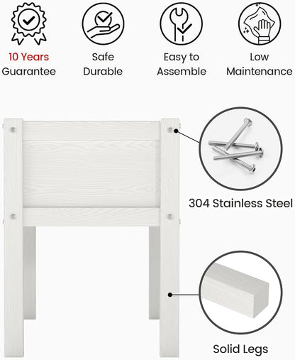 Small HDPE Raised Garden Bed, Elevated Planter Box with Legs, Outdoor All-Weather Planter Raised Beds for Seeds, Herbs, Flowers, Vegetables (White)