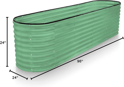 Plant & Plot Galvanized Raised Garden Beds Outdoor // 8×2×2 ft Planter Raised Beds for Gardening, Vegetables, Flowers // Large Metal Garden Box (Light Green) // Patented Tool-Free Design