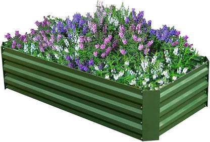 4x2x1ft Green Metal Raised Garden Bed Kit, Galvanized Outdoor Planter Box for Vegetables, Flowers, Herbs, and Succulents,60 Gallon Capacity