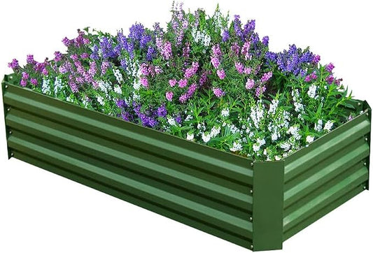 4x2x1ft Green Metal Raised Garden Bed Kit, Galvanized Outdoor Planter Box for Vegetables, Flowers, Herbs, and Succulents,60 Gallon Capacity