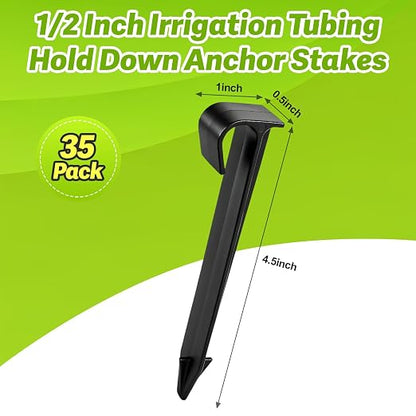 35 Pieces 1/2 Inch Drip Irrigation Hold Down Anchor Stakes, 4.5-Inch Plastic 1/2'' Heavy-Duty Tubing Holder Stakes for 1/2'' Irrigation Tubing Garden Vegetable Flower Beds Drip Supplies