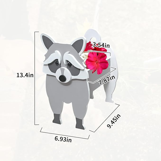 Raccoon Planter, Cute Animal Shape Flower Planters, Plant Pots for Indoor/Outdoor Garden Decor, Unique Gifts/Souvenirs for Pet Lovers