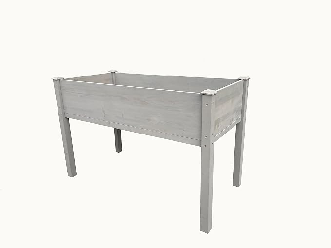 BTExpert 4ft Raised Garden Bed with Legs, 48x24x30in Elevated Wood Planter Box Stand for Vegetable Flower Backyard, Patio, Balcony Bed Liner Outdoor - Grey 30 in Height
