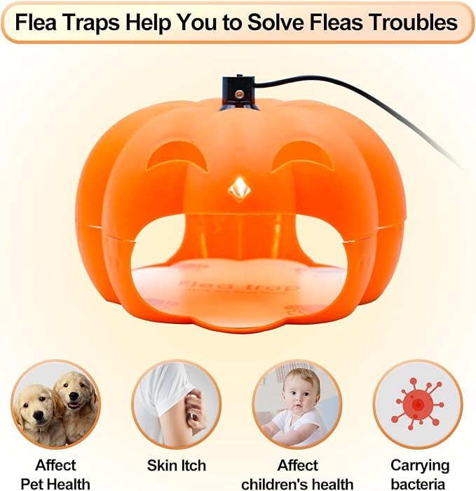 Flea Traps for Inside Your Home with Light, Flea Light Trap for Bug USB Charing Insect Pest Control Traps for Kitchen, Living Room, Balcony and Bedroom