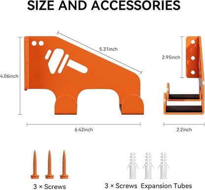 XZHXFX Chainsaw Hanger Wall Mount - Heavy Duty Chainsaw Holder for Garage Organization, Storage Shed Organizer, Chainsaw Rack with Protective Pad, Garage Tools, 2 Pack(Orange)