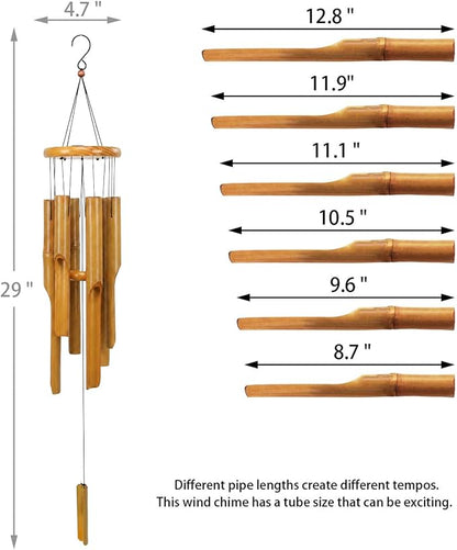 MUMTOP Bamboo Wind Chimes, Outdoor Wooden Wind Chime with Amazing Deep Tone for Garden, Patio, Home or Outdoor Decor