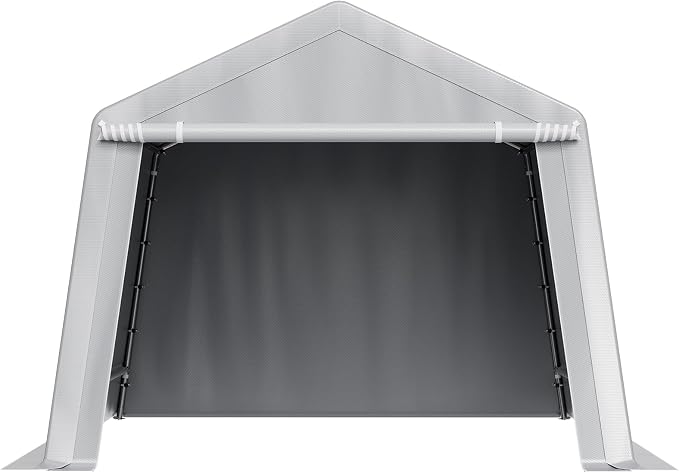 VEVOR Outdoor Storage Shed, 10 x 10 ft Portable Storage Tent with Roll-up Door & Vents, Waterproof Canopy Shed Shelter, Heavy Duty Frame, Patio Garage Carport for Motorcycle, Lawn Mower, Bike, Grey
