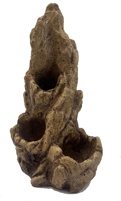 Fish Tank Decorations, Large Aquarium Decor Accessories with Heavy Concrete Rock Mountain, Bearded Dragon Hideout, Reptile & Amphibian Habitat Hideouts, Weighted Cave Stone (Brown Mountain)