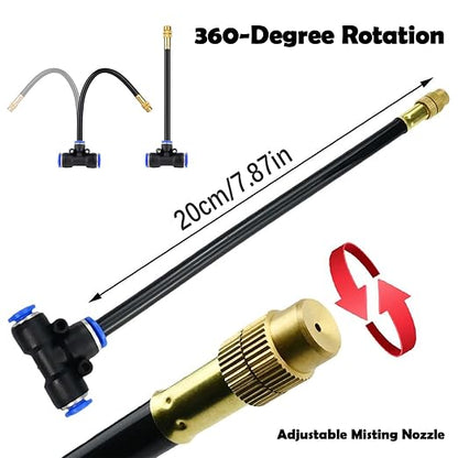 50ft Drip Irrigation System with 18pcs 360° Adjustable Misting Sprinkler Kit, Garden Watering System for Raised Bed, Greenhouse, Patio, Yard
