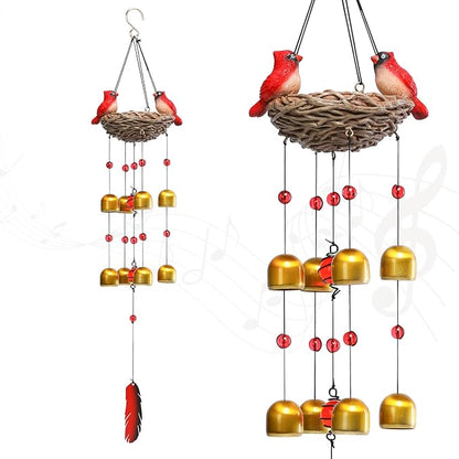 Taman Wind Chime for Outside - 27.5" Cardinals Wind Bell Valentine's Day Gift for Outdoor Decorative Memorial Sympathy Xmas Gift for Home, Outdoor, Yard, Patio,Garden Christmas Decor