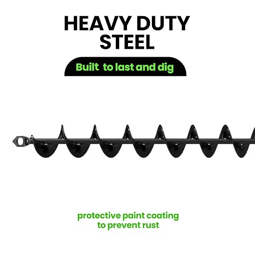 K-Brands Auger Drill Bit for Planting – 2 x 32 Inch -No Squat Garden Spiral Hole and Bulb Planter Tool for Umbrella Holes - Compatible with 3/8 Inch Hex Drive