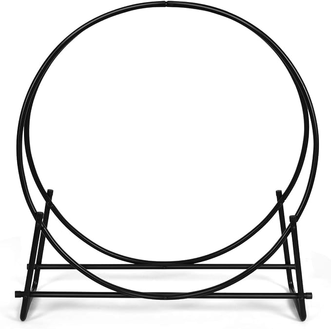 Casart Firewood Log Rack Hoop Tubular Steel Wood Storage Holder for Indoor & Outdoor (40 Inch)