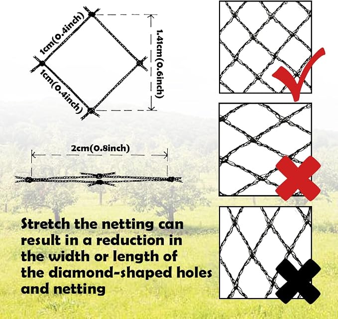 Meanchen Bird Netting 14x14 Ft, 1/2In Mesh Heavy Duty Garden Netting Pest Barrier for Plants, Vegetables, Extra Strong Woven Mesh Netting, Animal Fencing for Fruit Trees Against Birds, Deer, Poultry